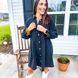 Here For You Denim Dress- Black