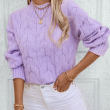 Cable Knit Mock Neck Long Sleeve Sweater