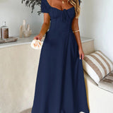 Devine Sweetheart Neck Short Sleeve Maxi Dress