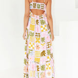 Cutout Printed Square Neck Maxi Cami Dress