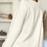 Textured Round Neck Long Sleeve Sweatshirt