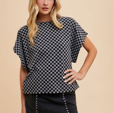 Annie Wear Checkered Round Neck Short Sleeve T-Shirt