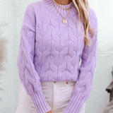 Cable Knit Mock Neck Long Sleeve Sweater