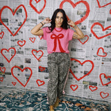 Josie Boucle Bow Sweater, Pink