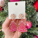 Holiday Tree Earrings- Pink *FINAL SALE*