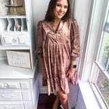 All the Sights Mini Dress - Latte