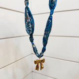 Peacock Scarf & Bow Necklace