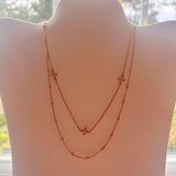Water Resistant Double Layered Cross Beaded Necklace