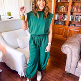 Taking It Easy Jumpsuit- Heather Green