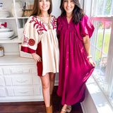 In Full Swing Dress - Burgundy