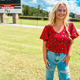 Paisley Party Animal Top - Red/Black