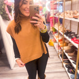Karlie | Turtleneck Sleeveless Sweater - Camel