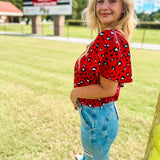 Paisley Party Animal Top - Red/Black