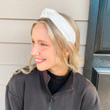 Pearl Knotted Leather Headband - White