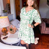 Getting Around Mini Dress- Green Mix