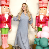 Blakely Midi Dress- Navy Ten Stripe