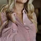 Katherine Stripe Shirt - Grenadine Red