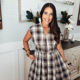 Plaid To Be You Midi Dress - Mocha
