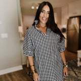Adrienne | Charlotte Dress - Blk Seer Gingham