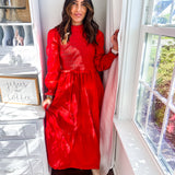 Karlie | Poplin Smock Tier Maxi Dress - Red