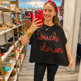 'touch Down' Sequin Embroidery Oversized Top- Black/Red