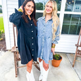 Here For You Denim Dress- Black