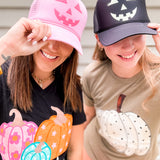 Jack O Lantern Trucker Hat- Pink