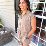 On The Move Romper - Mocha