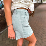 Steph HW Denim Shorts- Seafoam