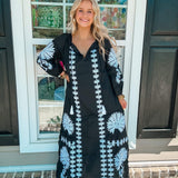 Tiffany Caftan - Black/White