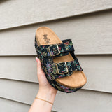 Wannabe Platform Sandal - Black Brocade Floral