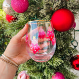 Stemless Wine Glass - Small Pink Tree - Final Sale