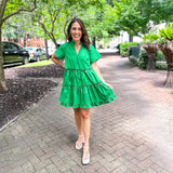 Pallas Poplin Tiered Mini- Kelly Green