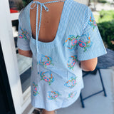 Queen Of Sparkles | Blue Striped Rainbow Crab Cotton Dress - Final Sale