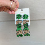 Lucky Beaded Earrings- Green/Gold
