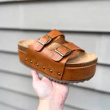 Wannabe Platform Sandals- Cognac Smooth