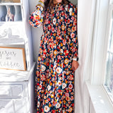 Karlie | London Floral Smock Tier Maxi Dress - Navy