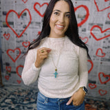 Turquoise Cross Wire Necklace - Final Sale