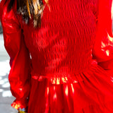 Karlie | Poplin Smock Tier Maxi Dress - Red