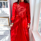 Karlie | Poplin Smock Tier Maxi Dress - Red