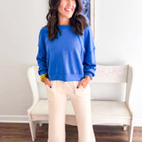 Comfort Cropped Pullover- Royal