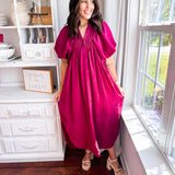 Harvest Mood Midi Dress- Plum