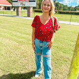 Paisley Party Animal Top - Red/Black