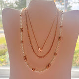 Water Resistant 4mm Pearl Gold Cross Necklace