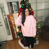 BLACK FRIDAY DEAL - Missy Mock Neck Sweatshirt - Baby Pink