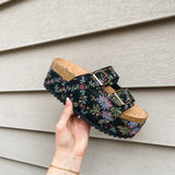 Wannabe Platform Sandal - Black Brocade Floral