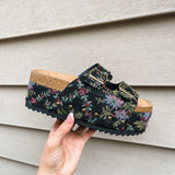 Wannabe Platform Sandal - Black Brocade Floral