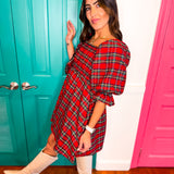 In Love With You Plaid Dress - Red