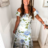 Sloane Flora Ursa Off The Shoulder Maxi Dress - Blue