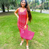 Woven Tote Bag- Pink